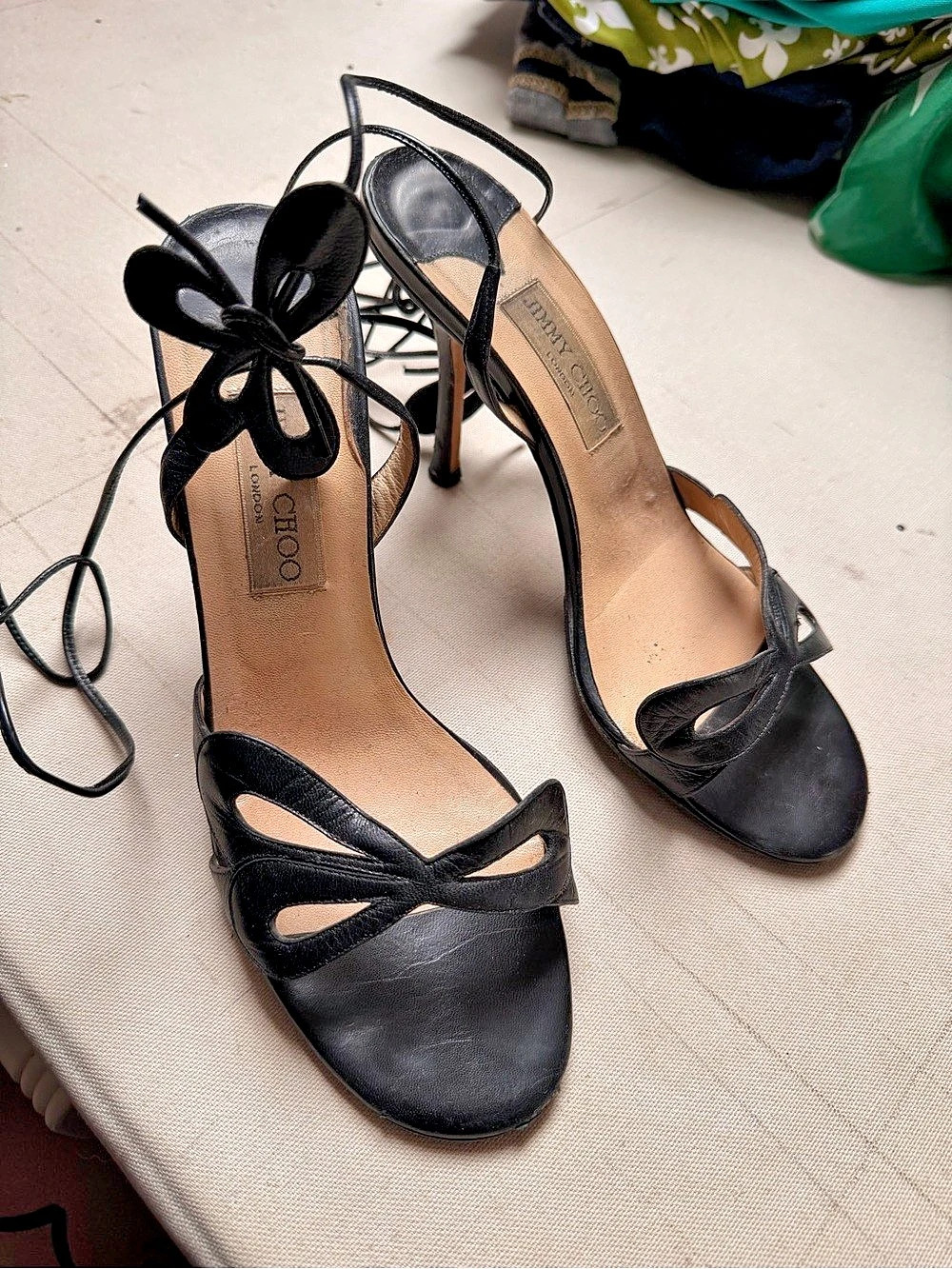 Jimmy Choo Butterfly Black Lace-Up Heels EU 38.5
